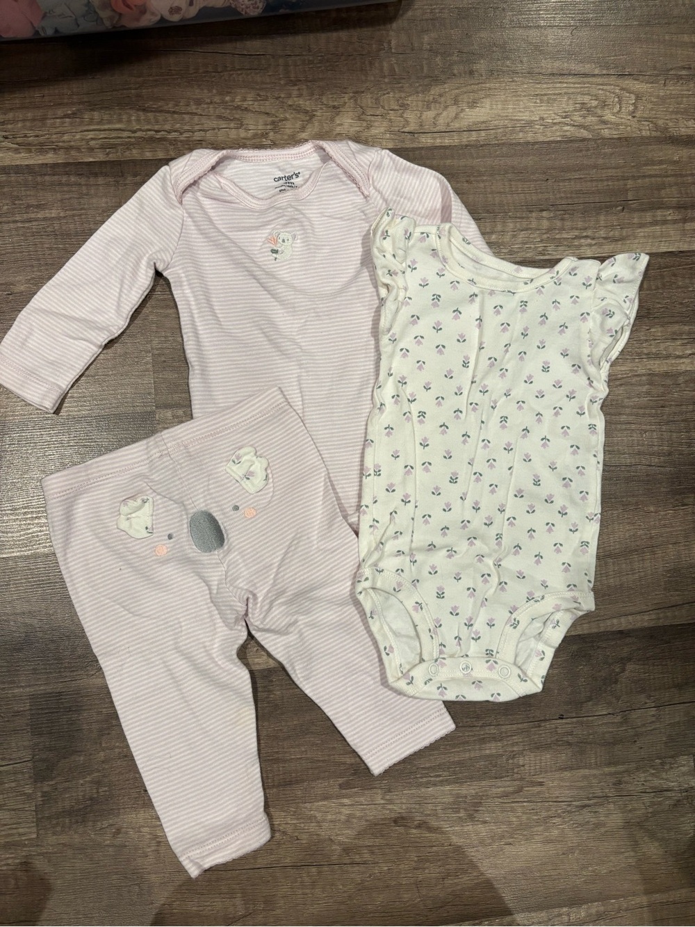 Carter's Lavender Stripe Two-Piece Set with White Floral Bodysuit